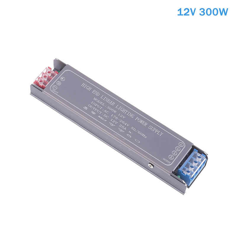 New DC 12V 24V Switching Power Supply -264V LED Light Driver Power Adapter 100W 200W 300W Mute Lighting Peaceful Pleasures Health and Wellness 12V 300W