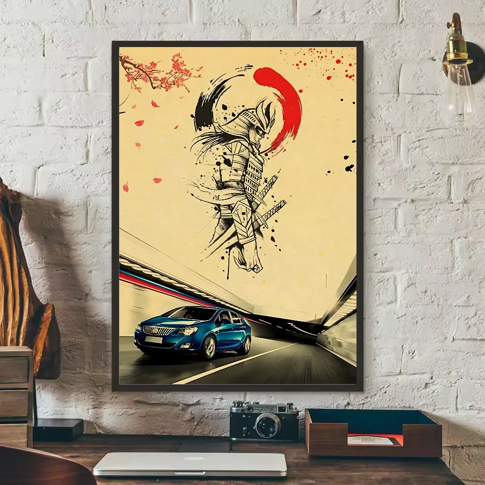 Japanese Cars Samurai Poster | HD Waterproof PVC Wall Art Wall Art Poster Peaceful Pleasures Health and Wellness z10 21X30cmNoframe