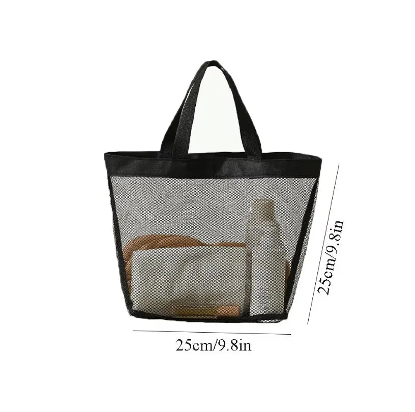 Mesh Beach Bag Large Initial Tote Bags Reusable Grocery Bags Foldable for Women Pool Swim Travel Vacation Essentials Peaceful Pleasures Health and Wellness A