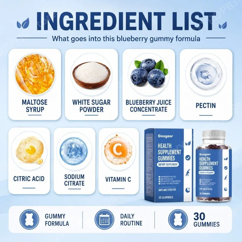 Googeer Vitamin C Gummies – Blueberry, 30 CT Daily Support