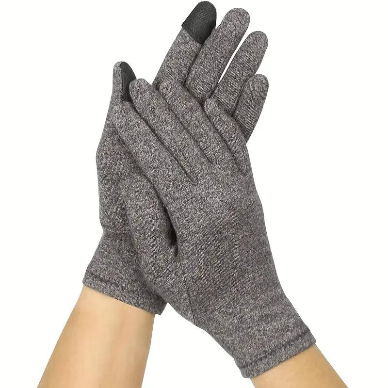 1Pair Unisex Compression Arthritis Gloves, Touch Screen Full Finger Gloves, Compression Gloves, For Therapy, Rehabilitation Peaceful Pleasures Health and Wellness Dark Grey L (19.5-21.5cm)