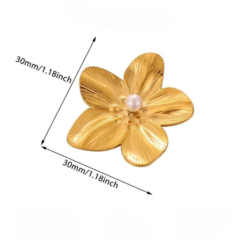 Geometric Spiral Sunflower Brooch | Gold Stainless Steel Pin