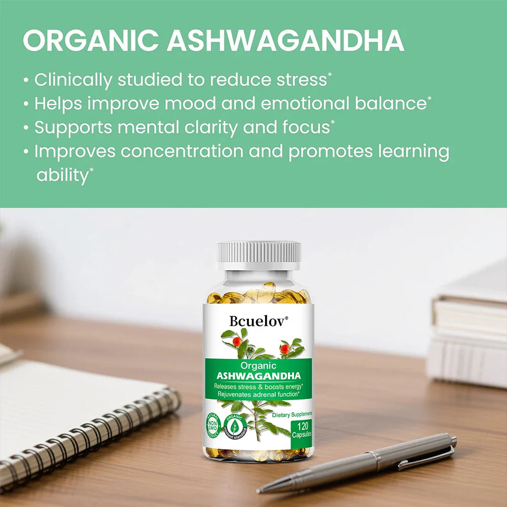 Organic Ashwagandha Capsules – Mood, Sleep, Focus & Energy