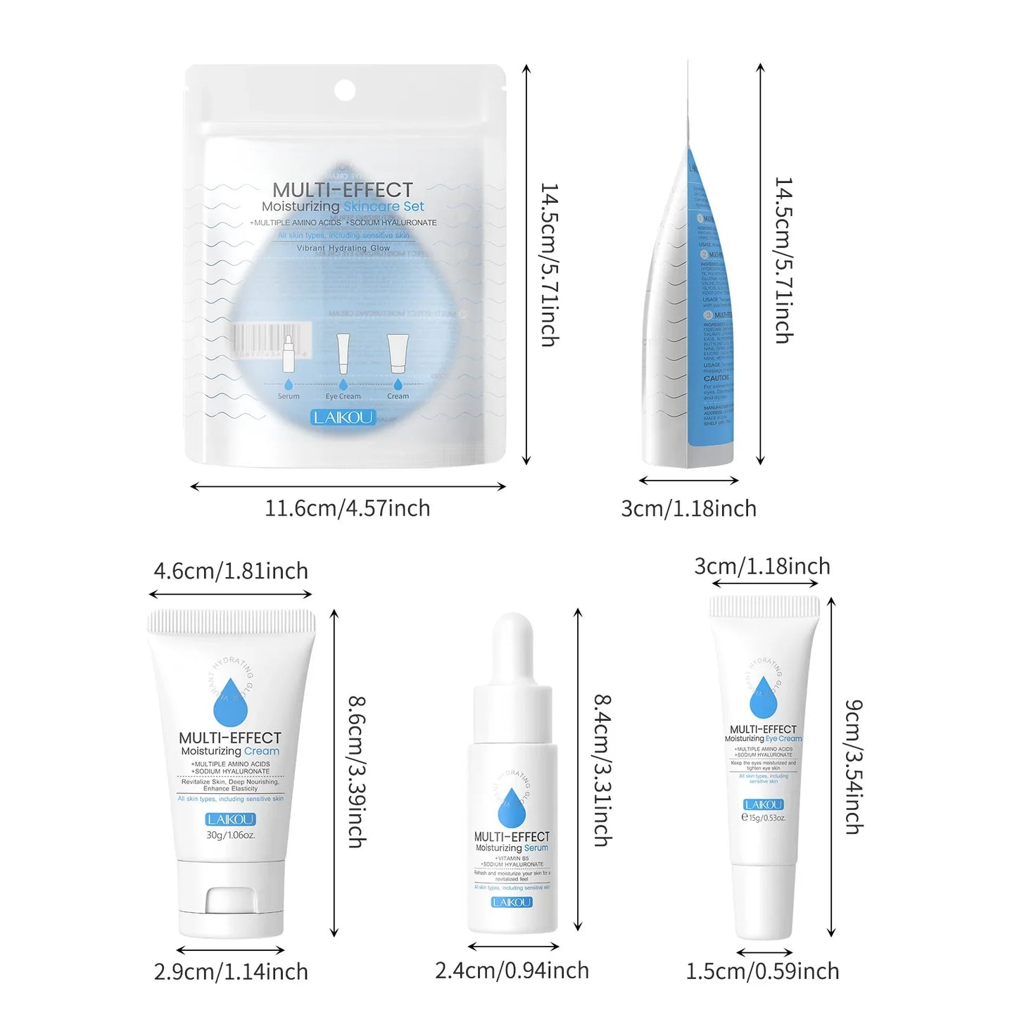 Lecoo 3-Piece Hydrating Skincare Set – Serum, Eye & Face Cream