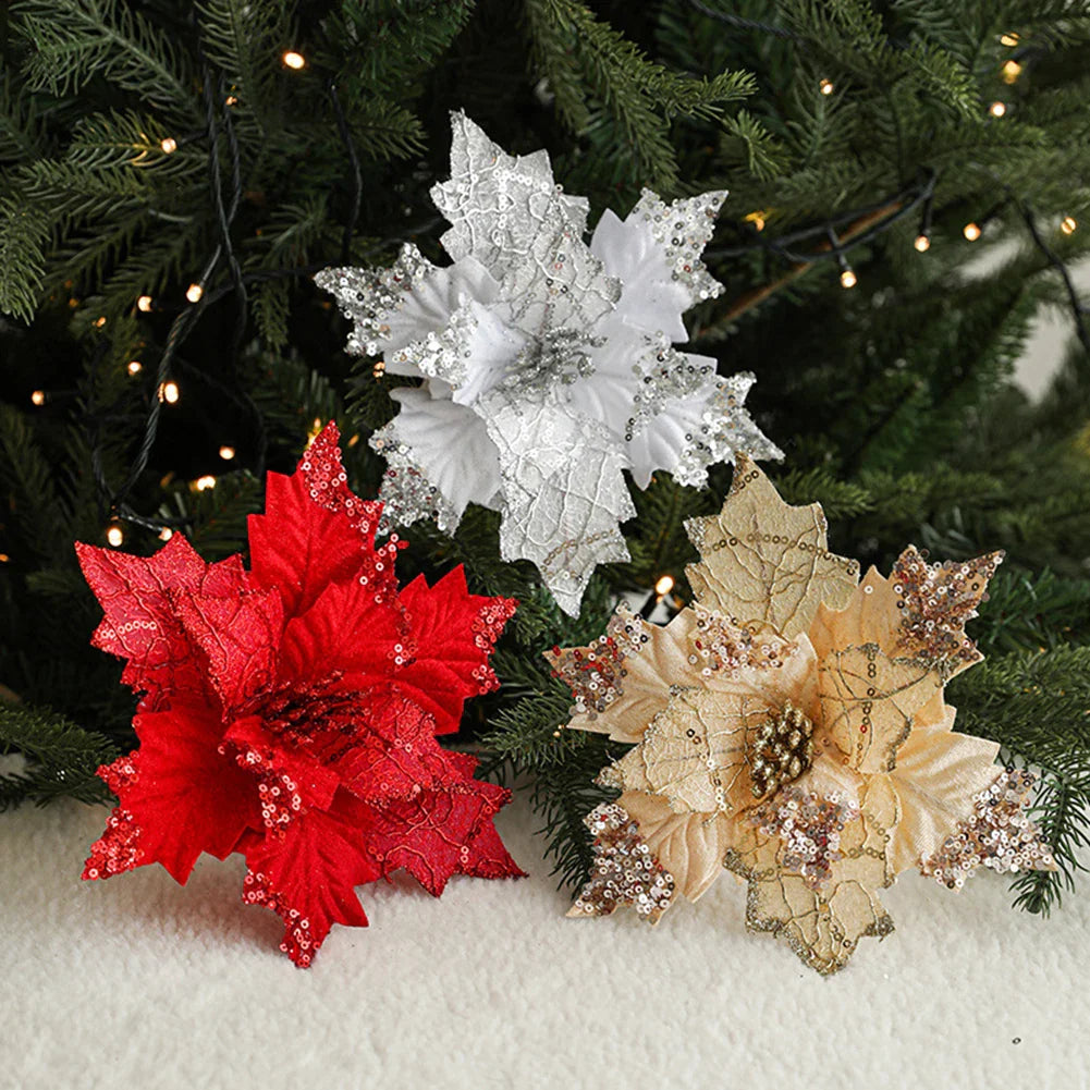 20cm Flannel Christmas Flower Ornament | DIY Tree Decoration