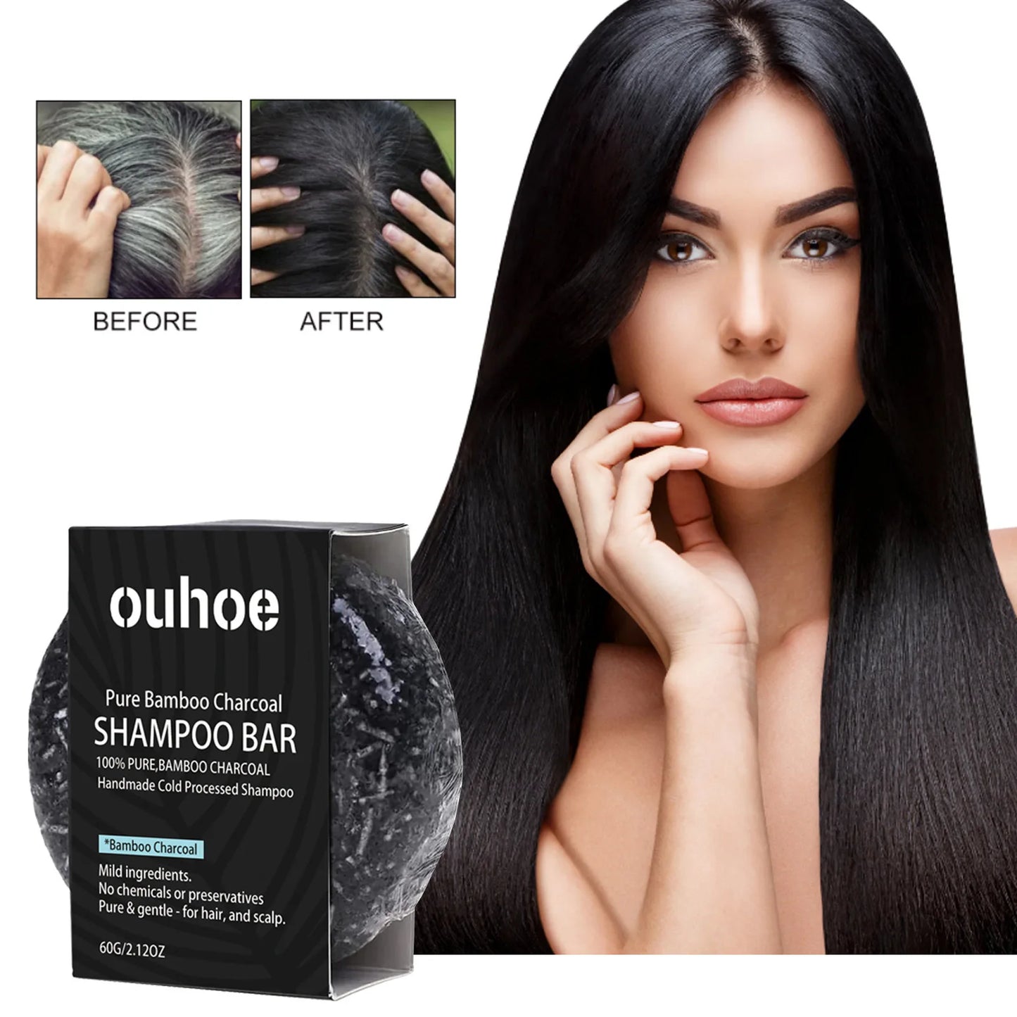 1/2/4pcs Charcoal Shampoo Soap for Oily Hair Dandruff Treatment Scalp Care Volumizing Fine Hair Solid Shampoo Bar for Men Women Peaceful Pleasures Health and Wellness