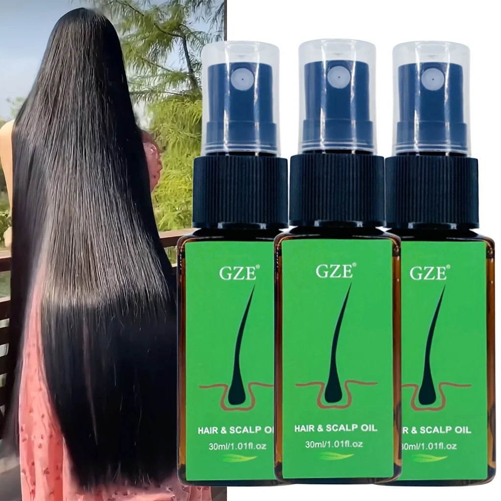 GZE Hair & Scalp Oil Serum 3-Pack – Castor Oil for Dry Hair