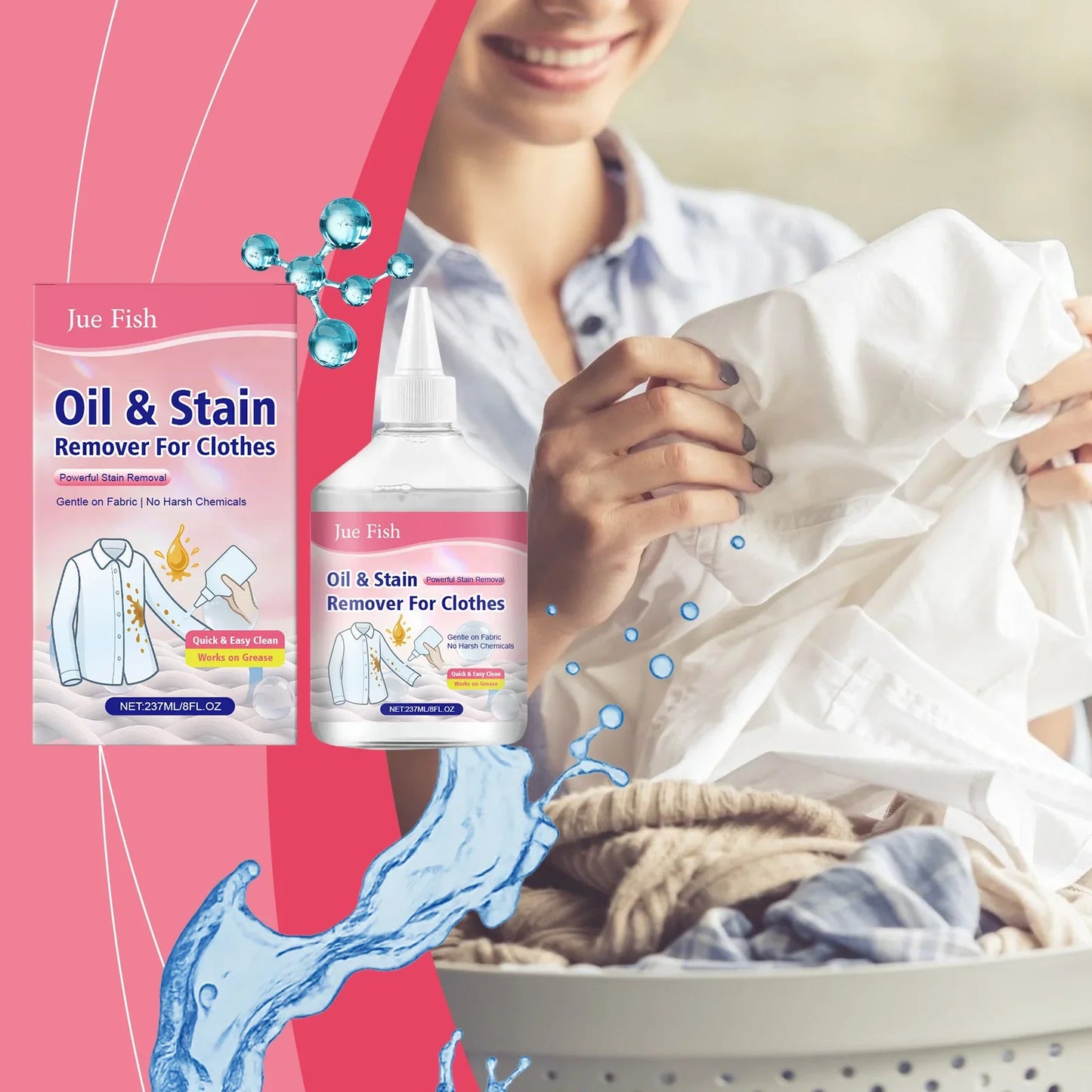 Jue-Fish Clothing Degreaser – Oil Stain Remover for Fabric