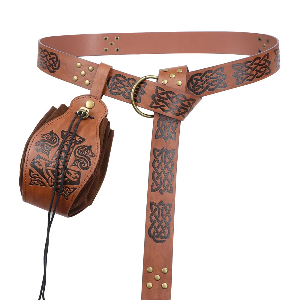 Medieval Cosplay Belt Renaissance Copper Coin Printed Waist Bag