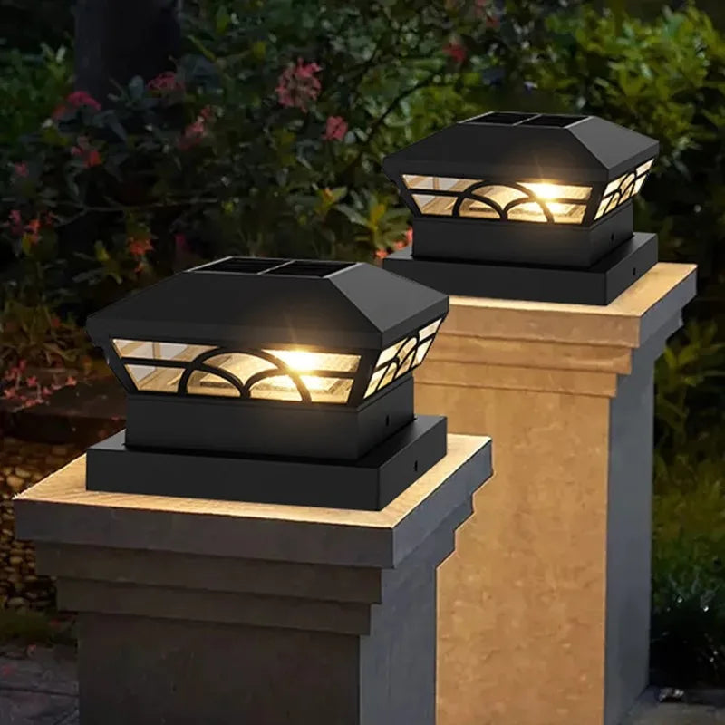Solar Column Head Fence Lights | Waterproof Outdoor Garden