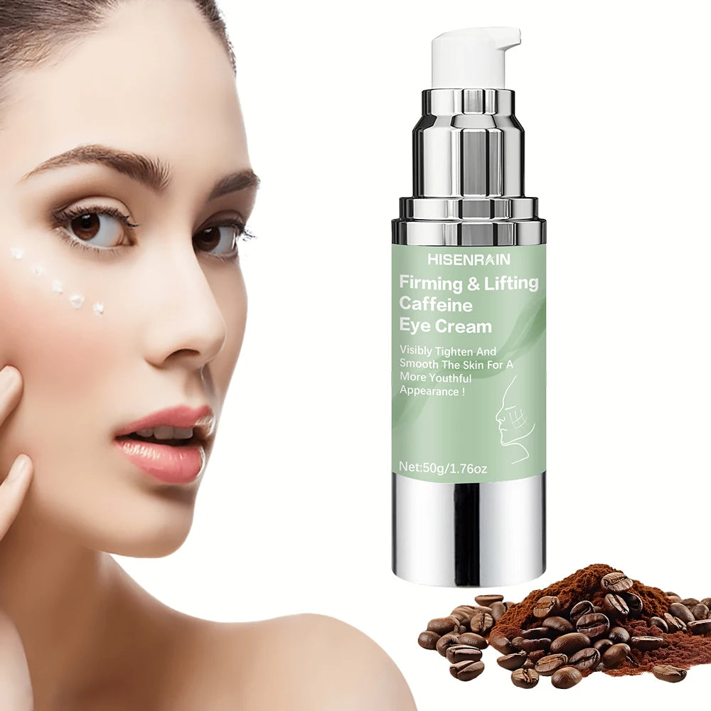 HISENRAIN 50g Vacuum Pump Caffeine Eye Cream - Firming Lifting Anti-Aging, Reduces Dark Circles, Hydrating for Women & Men. Peaceful Pleasures Health and Wellness