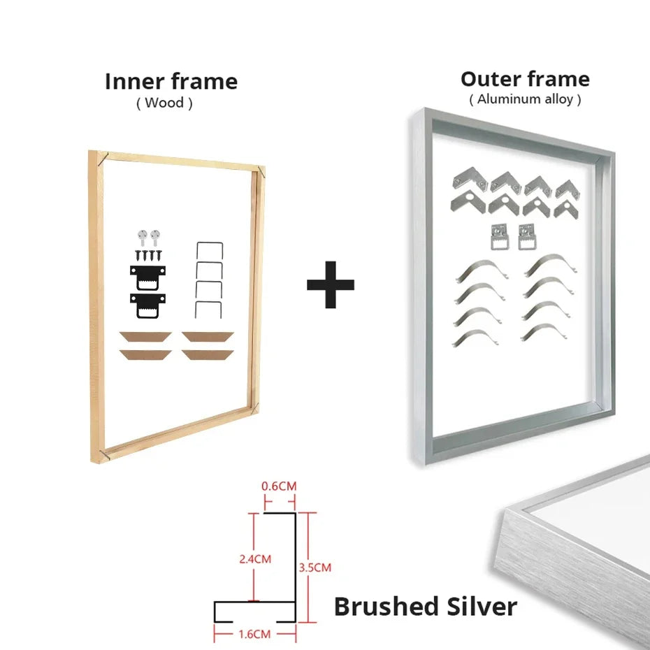 Canvas Prints Painting DIY Frame Kit Multi-color Metal Aluminum Outer Frame and Wooden Inner Frame for Home Decoration Peaceful Pleasures Health and Wellness