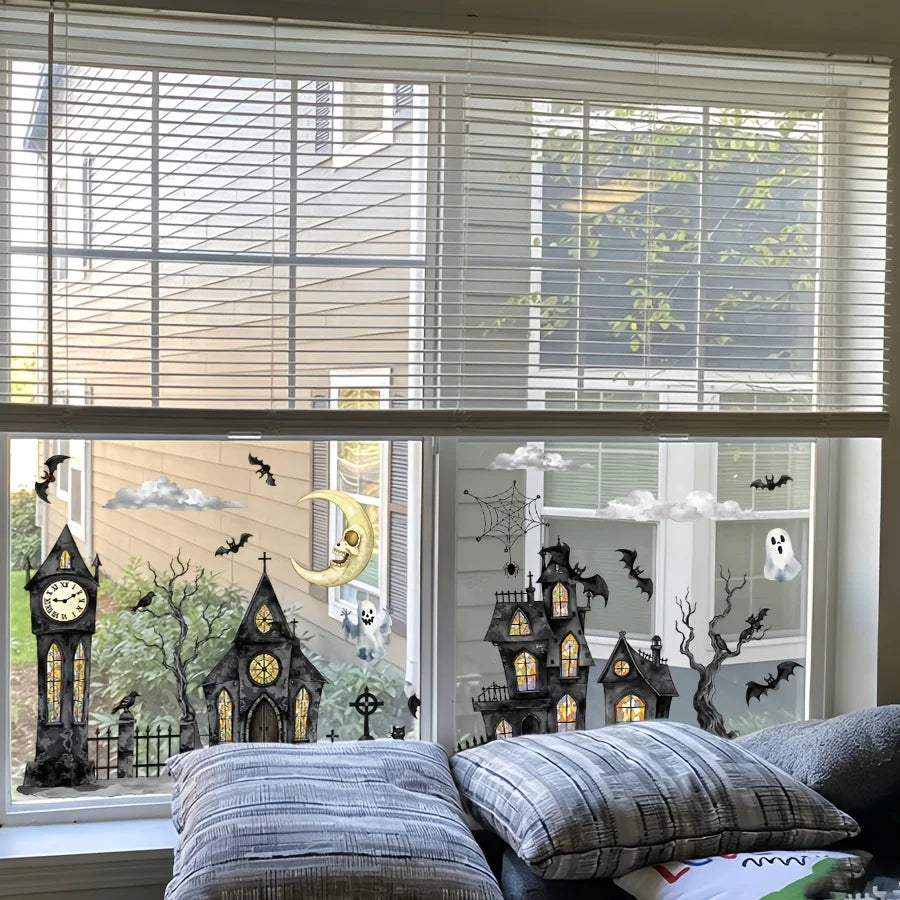 Halloween Window Clings Decorations Sticker Ghosts Pumpkins Office