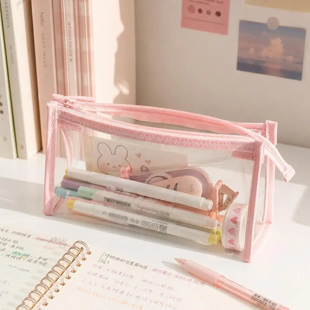 Clear PVC Zipper Pouch Waterproof Cosmetic Makeup Bag Portable Stationery Pencil Case Travel Wash Toiletry Organizer Bag Peaceful Pleasures Health and Wellness