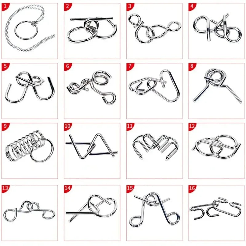 8-Piece Metal Interlocking Rings Brain Teaser Puzzle IQ Set