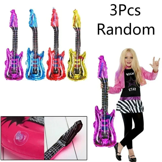 Cartoon Guitar Balloons Inflatable Musical Instrument Kids Birthday Peaceful Pleasures Health and Wellness