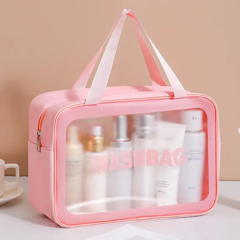 Dry-wet Separation Double Transparent PU Makeup Bag Portable Washing Bag Cosmetic Storage Bag Travel Fitness Swimming Essentials Peaceful Pleasures Health and Wellness one size C