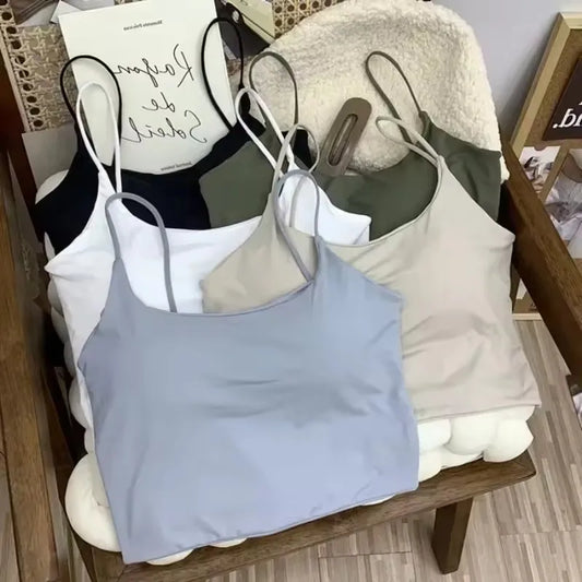 Women Seamless Ice Silk Padded Bra Top Camisole Crop Tank Top for Summer Yoga Workout Lounge Sleepwear Peaceful Pleasures Health and Wellness