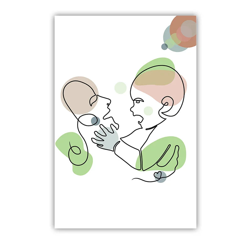 Mordern Abstract Line Wall Art, Minimalist Mother and Baby Canvas Painting, Mother Gift Poster Print For Room Bedroom Decor Peaceful Pleasures Health and Wellness 03 50x70cm NoFrame China Mainland