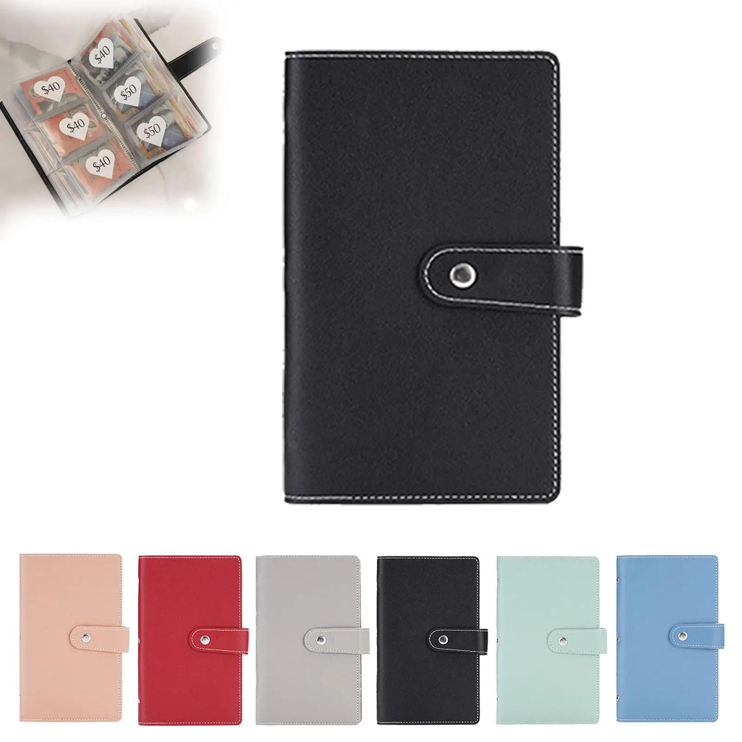 Envelope Challenge Binder Book Budget Binder Savings Challenges Book for Index Card Sleeves and Planners Peaceful Pleasures Health and Wellness black