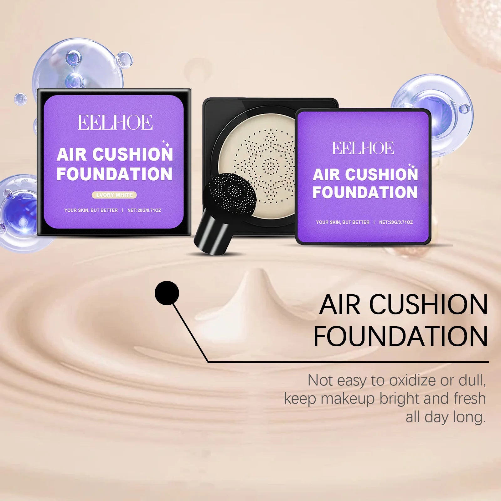 EELHOE Air Cushion Liquid Foundation - High Coverage Base Peaceful Pleasures Health and Wellness