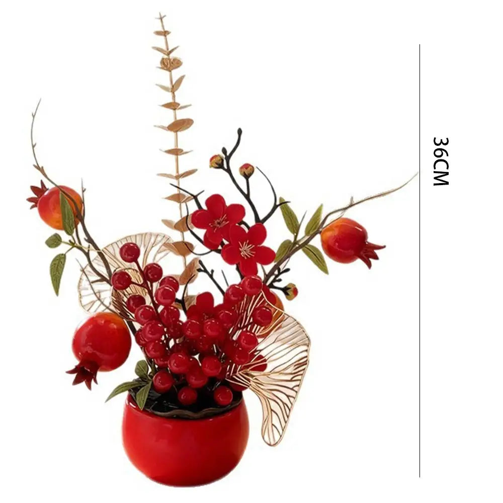 Red Persimmon Artificial Bonsai | New Year Home Decor Gift