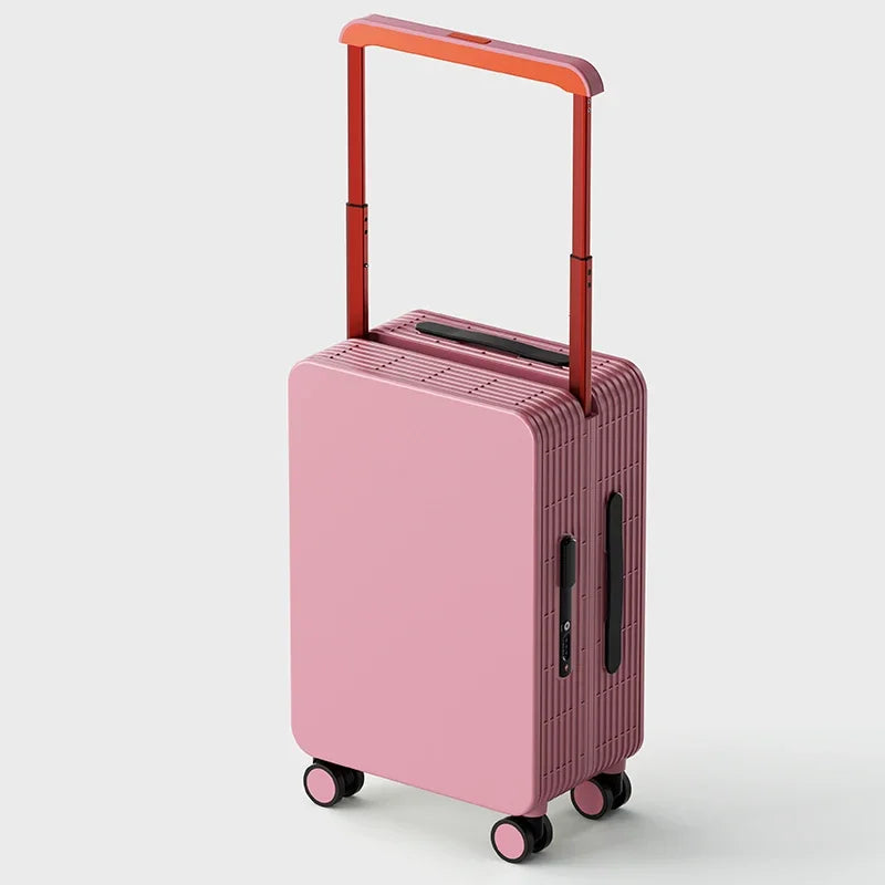 2025 Wide Handle Suitcase Carry-On Luggage 20 Inch Travel Trolley Case for Men And Women with Aluminum Frame PC Material Peaceful Pleasures Health and Wellness Pink 20 inch