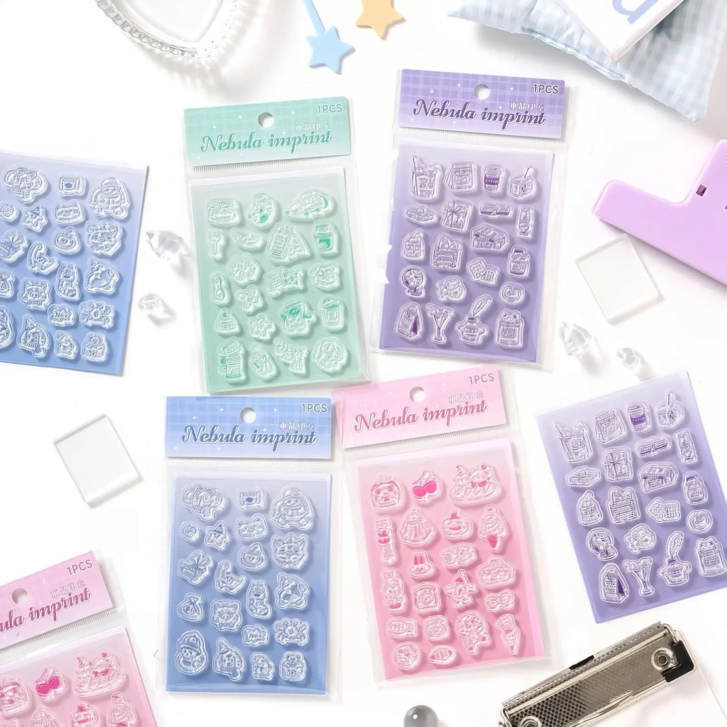 Clear Silicone Journaling Stamps with Acrylic Handle | Notebook