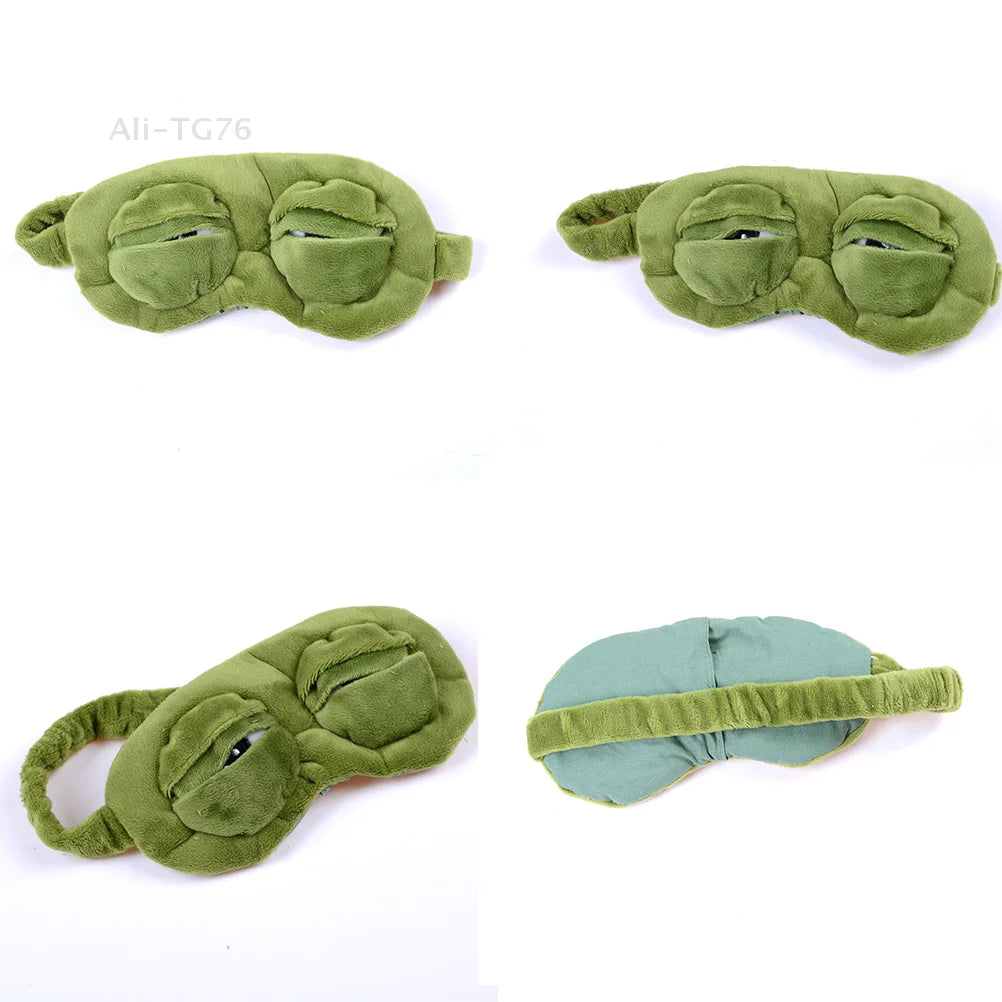 3D Sad Frog Sleep Mask – Soft Plush Eye Mask for Travel & Sleep