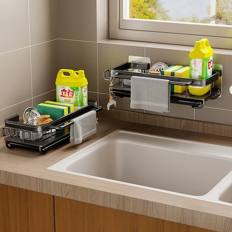 No-Drill Adhesive Kitchen Sponge & Organizer Rack | Aluminum