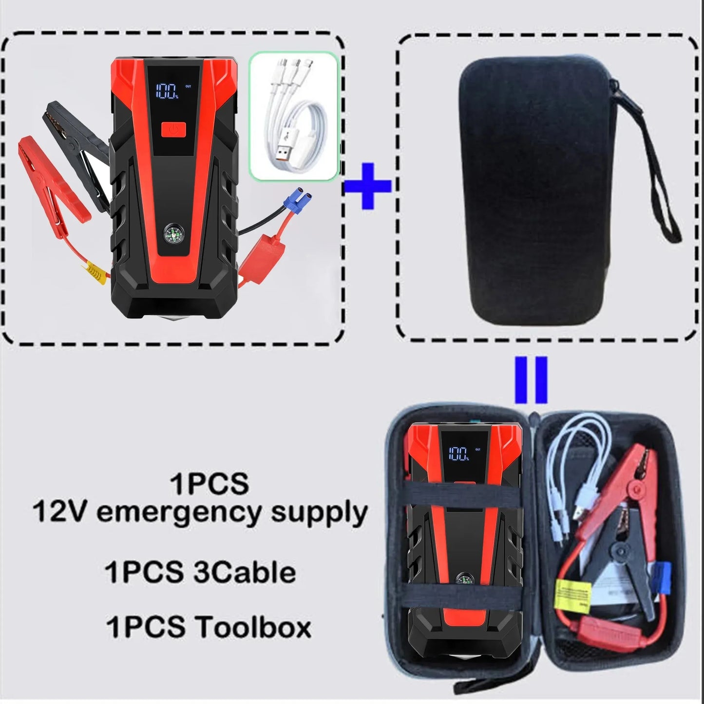 Bestely 12V 99800mAh 3000A Car Jump Starter Car Battery Starters Portable Power Bank 12V Starting Device Petrol Diesel Car Peaceful Pleasures Health and Wellness Starer002 with Bag