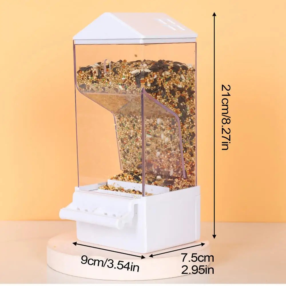 Automatic Bird Feeder Smart Clear Bird Feeder Dispenser Large Capacity Food Container Anti Spill Cage Accessories For Backyard Peaceful Pleasures Health and Wellness White Brazil