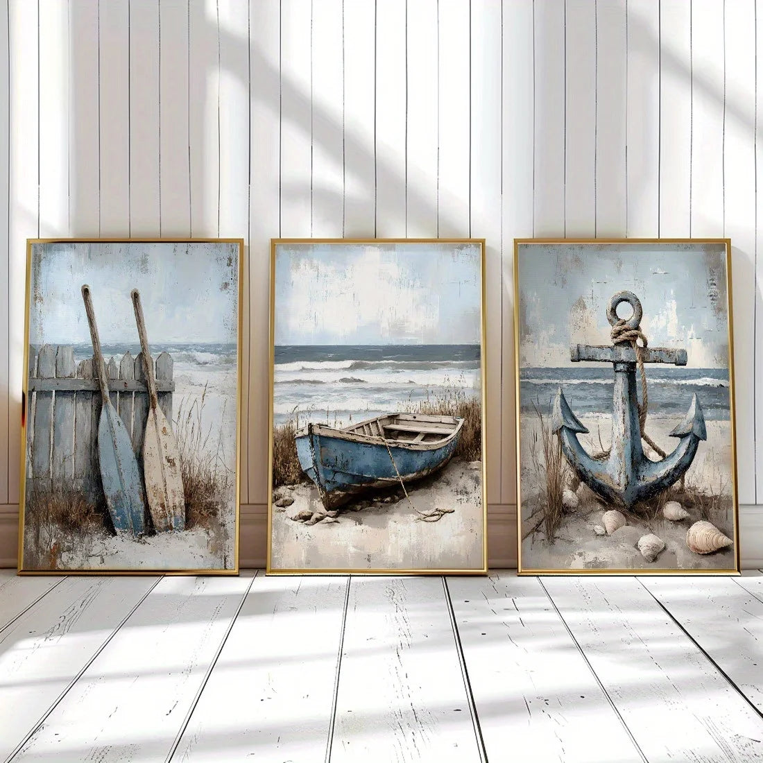 3pcs Canvas Wall Art Prints - Contemporary Nautical Beach Decor, Frameless Ocean Themed Paintings Modern Aesthetic Home Decor Peaceful Pleasures Health and Wellness ZLH3827-3pcs 90x130cm No Frame