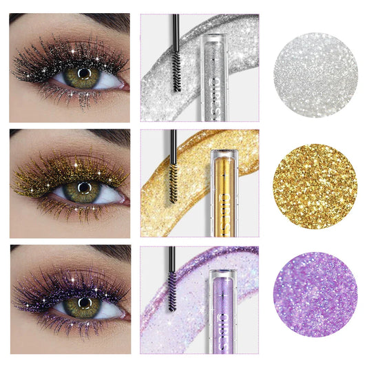 QiBest Diamond Glitter Mascara – 3D Volume & Shimmer Glitter Mascara Oasis Select