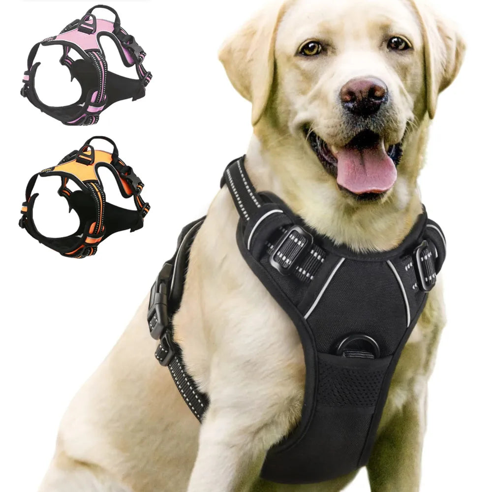Dog Harness No-Pull Service Vest with Reflective Adjustable Soft Padded Comfortable for Outdoor Easy Walking No Choke for Pets Peaceful Pleasures Health and Wellness