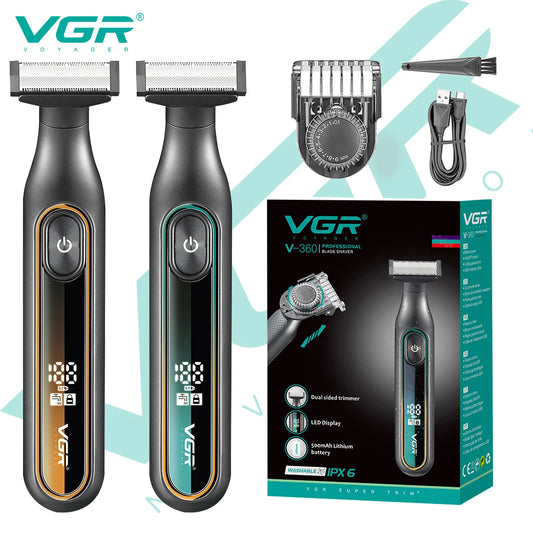 VGR 360 Hair Trimmer Waterproof Household Rechargeable Adjustable Hair Trimmer Full Body Washable Reciprocating Men's Trimmer Peaceful Pleasures Health and Wellness