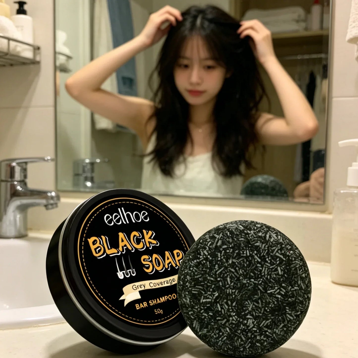 EELHOE Black Soap Natural Shampoo Bar – Gray Hair & Deep Nourish