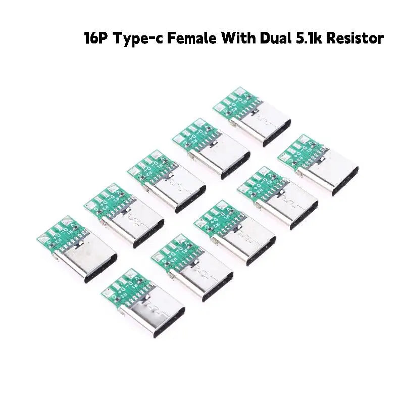 New 5/10Pcs 16Pin Usb Electric Terminals Welding DIY Data Cable Support PCB Board Type C Female Connectors Jack Peaceful Pleasures Health and Wellness