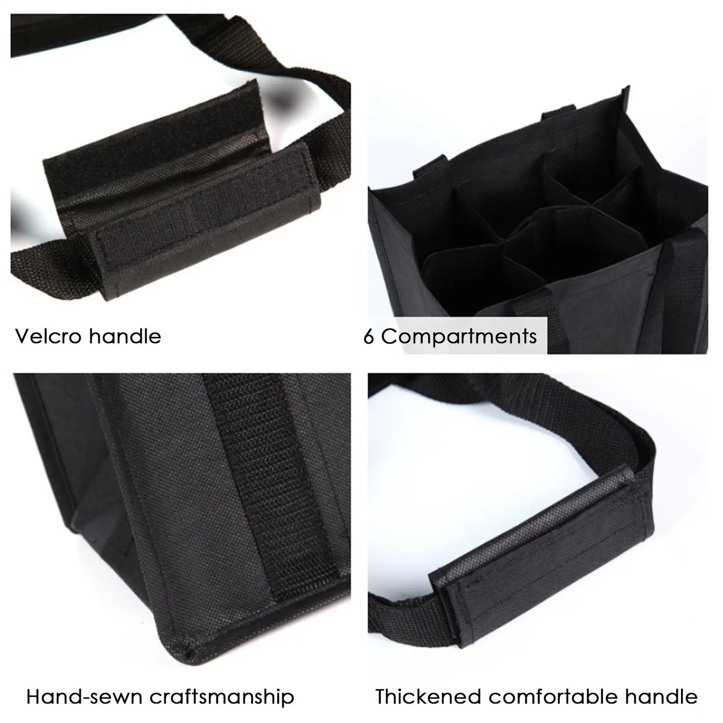 Reusable Wine Tote Bag 6-Bottle Carrier With Secure Straps For Travel Picnic Beach Camping Leakproof Portable Wine Bottle Holder Peaceful Pleasures Health and Wellness