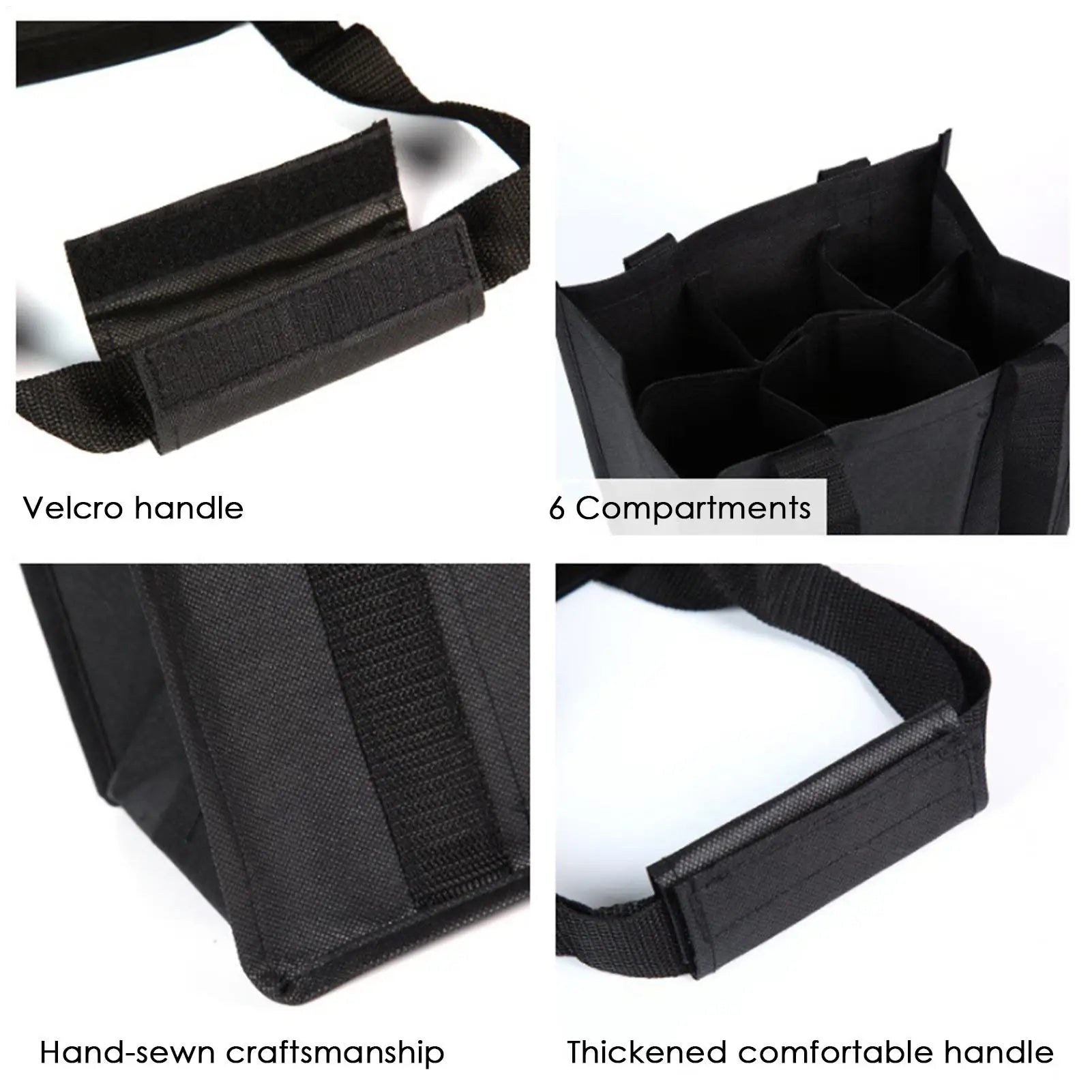 Reusable Wine Tote Bag 6-Bottle Carrier With Secure Straps For Travel Picnic Beach Camping Leakproof Portable Wine Bottle Holder Peaceful Pleasures Health and Wellness