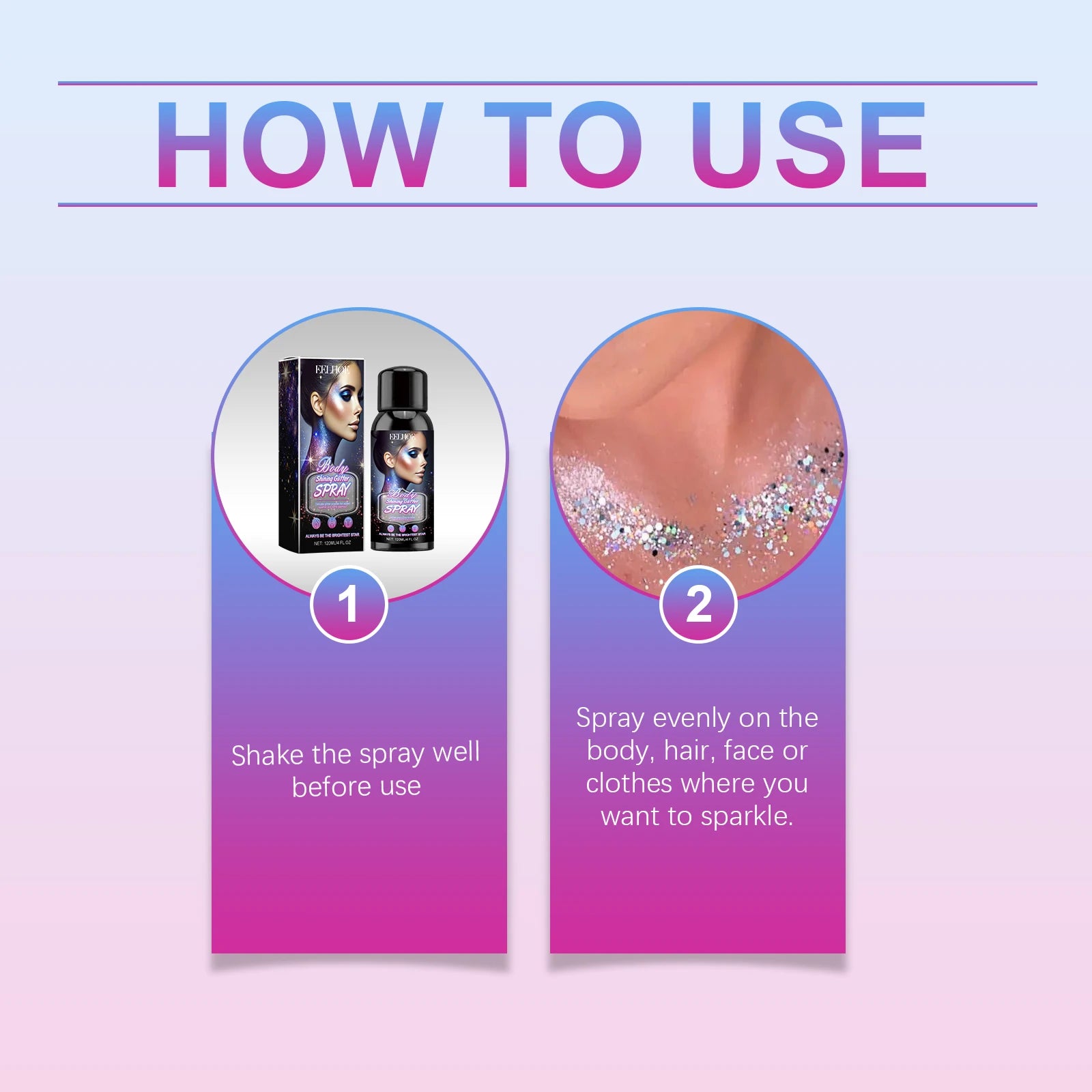 EELHOE Body Glitter Spray – Waterproof Shimmer 120ml Body Glitter Spray Peaceful Pleasures Health and Wellness