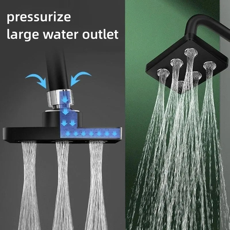 360° Rotating Square Rain Shower Head – Pressurized Water Saver