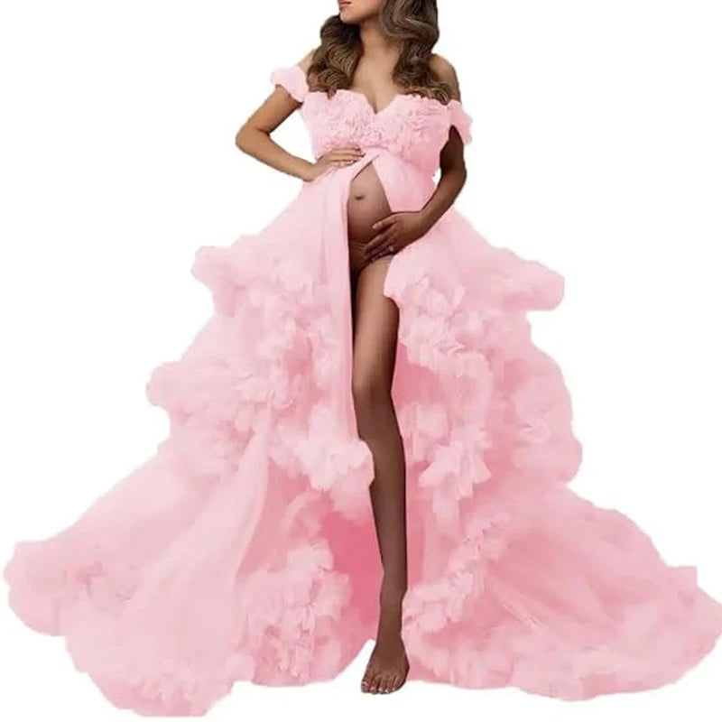 Split Flowy Maternity Photography Dress Photoshoot Baby Shower платье для беременных فساتين حوامل vestidos para embarazadas Peaceful Pleasures Health and Wellness