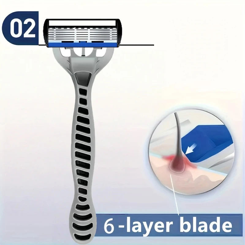 6-Blade Classic Safety Razor – Men's & Women's Manual Shaver