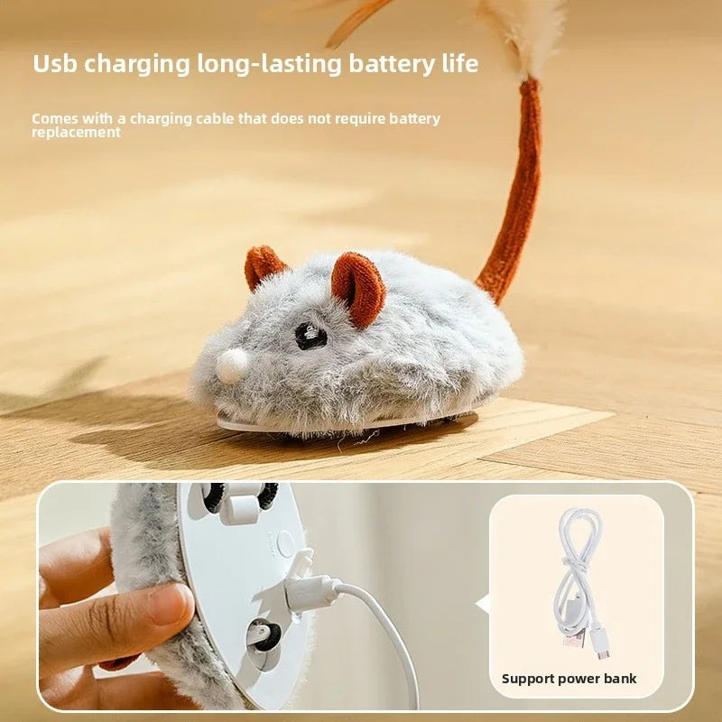Interactive Electric Plush Mouse Cat Toy – Auto-Moving & Rechargeable Interactive Cat Toy Peaceful Pleasures Health and Wellness