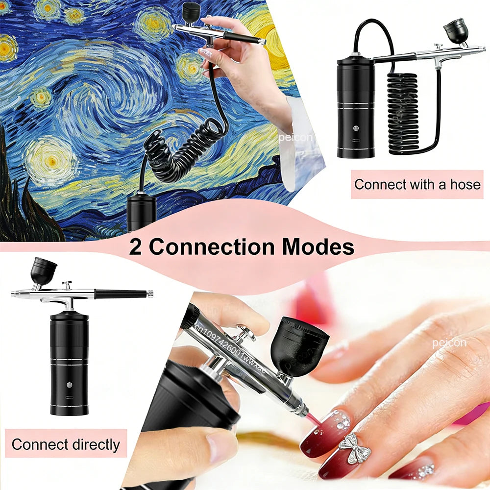 Airbrush with Compressor Mini Spray Gun for Painting Modeling Craft Airbrush Painting Wireless Portable Airbrush Paint Spray Gun Peaceful Pleasures Health and Wellness