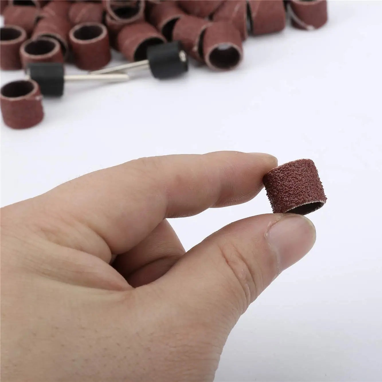 100Pc 80-Grit Sanding Drum Sleeves 12.5mm + 2 Rubber Mandrels