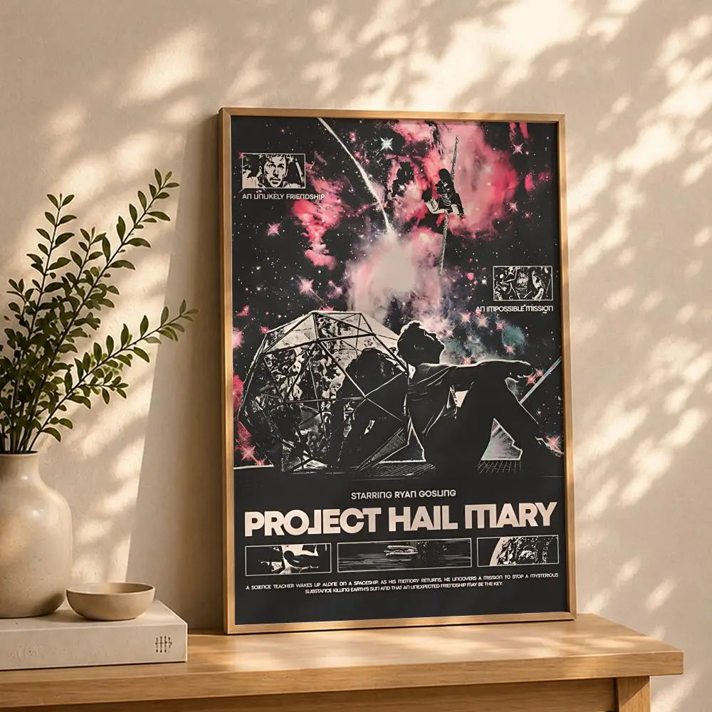 Movie-Project Hail Mary Poster HD Self Adhesive Waterproof Wall Art Ideal for Home Office Dorm Bedroom Great Gift Peaceful Pleasures Health and Wellness White21 30X40cmNoframe