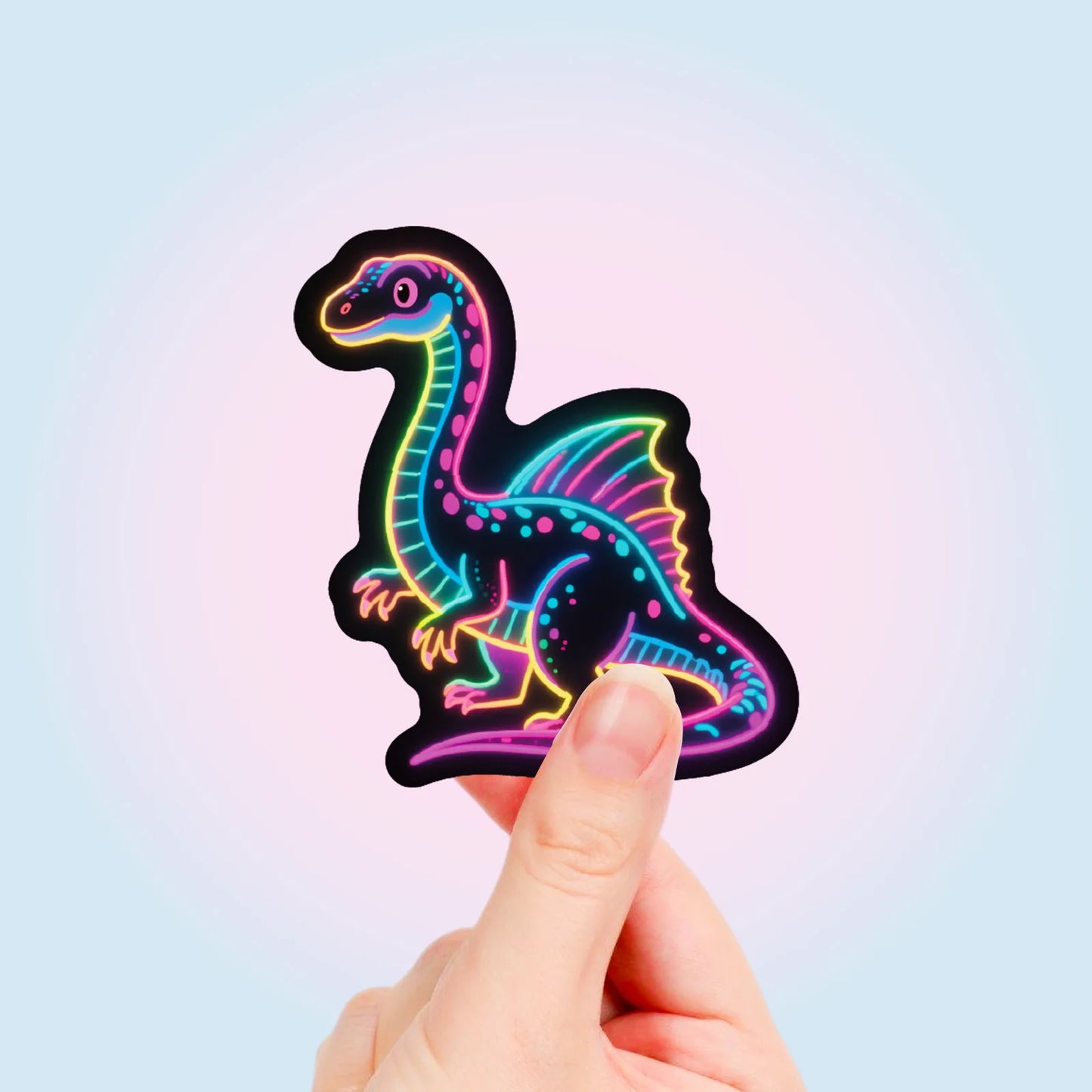 Neon Dinosaur Black Border Glow-in-the-dark Graffiti Stickers