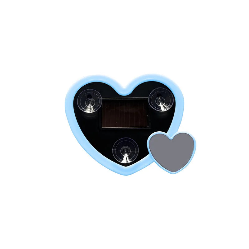 Solar Powered Car Neon Light Wireless Cute Double Heart Shaped Led Ambient Light Suction Cup Atmosphere Breathing Lamp Peaceful Pleasures Health and Wellness Ice Blue -1pc
